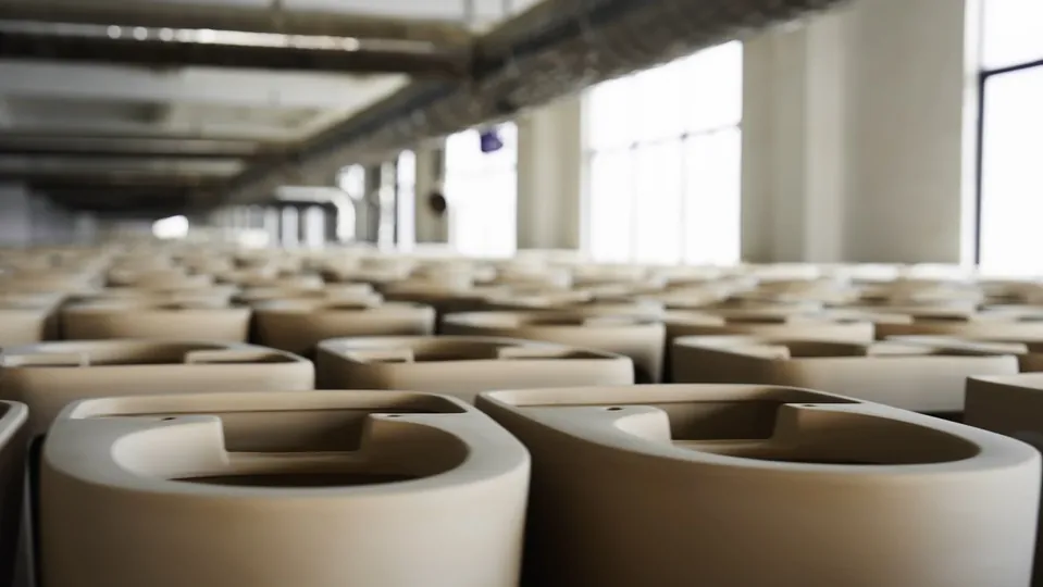 Rows of ceramic bodies during the manufacturing process